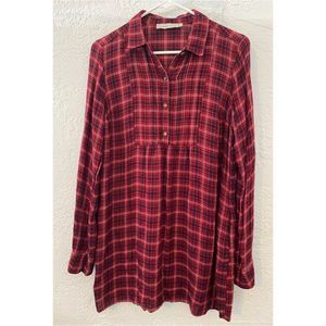 Abercrombie & Fitch Long Red & Blue Plaid Lightweight Flannel (S)